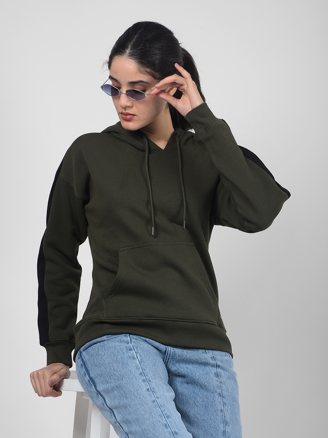 Numero Uno Women Striped Olive Sweat Shirt